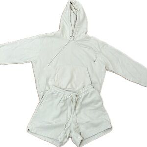 Cream Hoodie and Shorts Set
